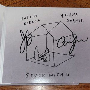 Justin Bieber & Ariana Grande Autographed "Stuck With U" CD Cover, Signed Wicked